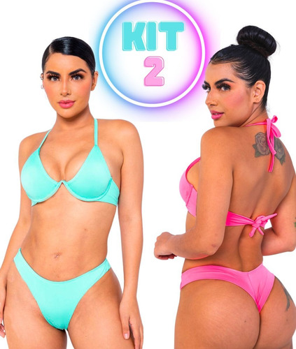 Kit 2 Biquíni Aro V Calcinha Fio Asa Delta Moda Praia 