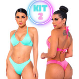 Kit 2 Biquíni Aro V Calcinha Fio Asa Delta Moda Praia 