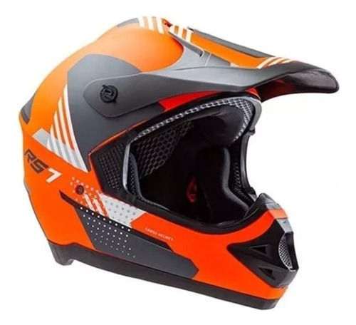 Casco Rs7f Hawk Naranja Y Azul Tipo Cross