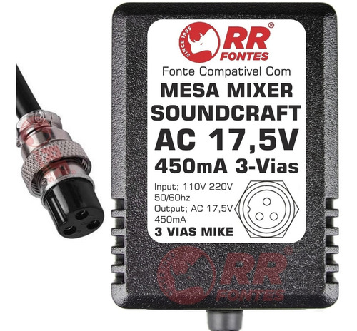 Fonte Mesa Som Selenium Soundcraft Sx802/1202fx Plug 3 Pinos