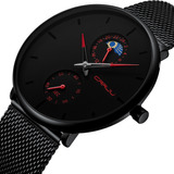 Crrju Casual Reloj Hombre Ultra Delgado Cuarzo 24 Horas