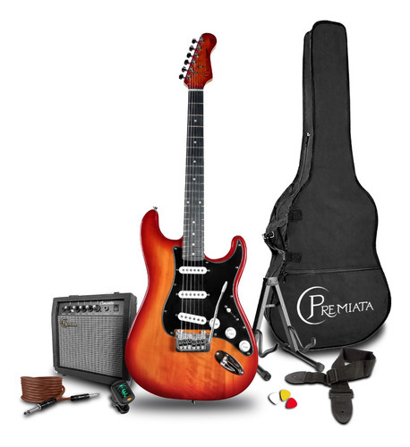 Kit Guitarra Electrica + Amplificador Concerto 012- Premiata Color Rojo Material Del Diapasón Álamo Laminado Orientación De La Mano Diestro