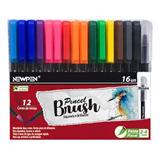 Caneta Pincel Brush Pen Blender 16 Cores Newpen Bt 1 Un