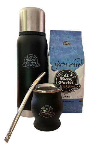 Set Termo 1 Litro + Mate + Bombilla Acero Inoxidable 