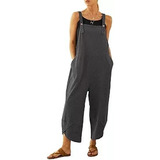 Jumpsuit Overol Sin Mangas Holgado Con Bolsillos Para Mujer