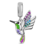 Charm Dijes Plata 925 Pajaro Colibri Multicolor / Todojoyas