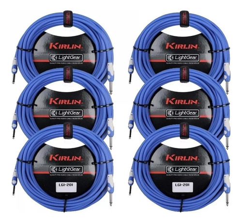 Pack 6 Cables De Instrumento 3 Mts Kirlin Azul Envío Gratis