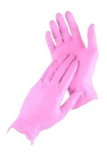 Guantes Descartables Anelsam Exam Color Rosa Talle M De Nitrilo X 100 Unidades