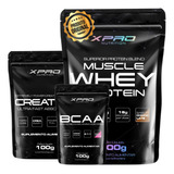 Combo Suplementos Para Treino De Academia Whey  Gluta Bcaa