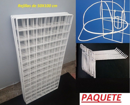 Paquete De 5 Rejas 50x100cm-40 Ganchos-12 Portagorra