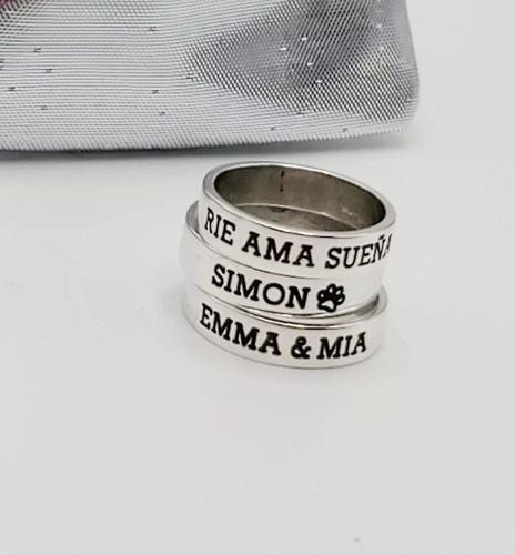 Anillo 5 Mm Tipo Alianza Personalizable En Plata Para Mujer