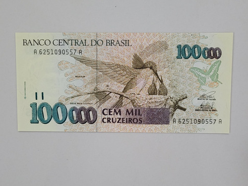 Nota Antiga De 100 Mil Cruzeiros