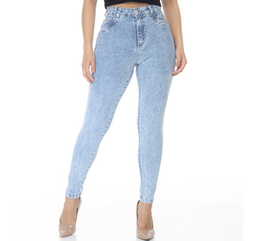 Calça Jeans Feminina Skinny Levanta Bumbum Cintura Alta 