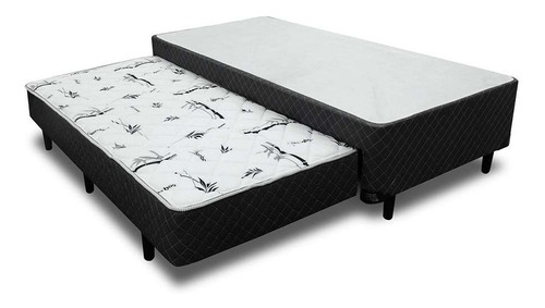 Base Para Cama Box Solteiro Bela Com Cama Auxiliar Preta ...