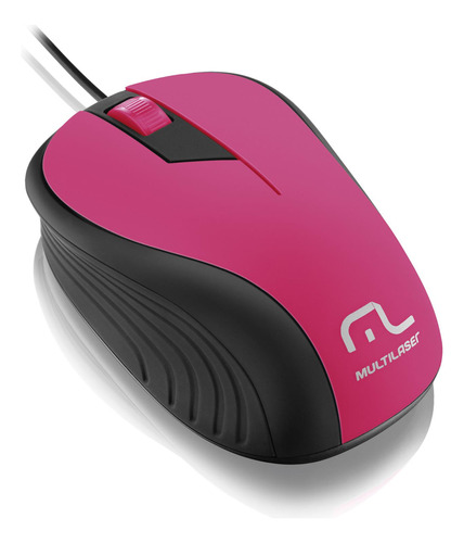 Mouse Emborrachado Rosa Com Preto Multilaser  Mo223