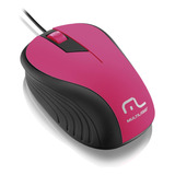 Mouse Emborrachado Rosa Com Preto Multilaser  Mo223