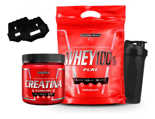 Combo Whey Protein 100% + Creatina Grande Shaker Luva Expres