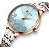 Reloj Curren Elegante Con Diamantes De Acero Inoxidable Para