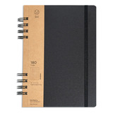 Cuaderno Negro Ecológico A5 (15x21) Anillado 180 H C/ Elást.
