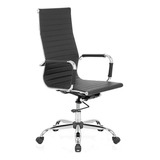 Silla Para Escritorio Ecocuero Cromo  Aluminium Alta Color Negro