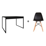 Conj. Eames Cadeira Preta + Mesa De Jantar Pequena