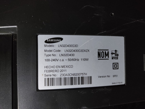 Pantalla Samsung De 32  Ln32d430g3dxzx Display Roto Por Part