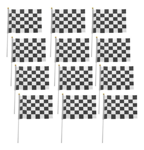 12pcs Bandera Negro Y Blanco A Cuadros F1 Fórmula