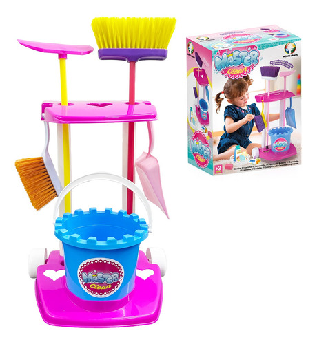 Vassoura Infantil Brinquedo Menina Kit Vassourinha Rodo