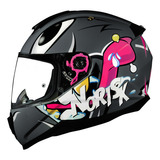 Capacete Feminino Norisk Razor Mad Cinza Moto Fechado Cor Cinza Brilho Tamanho Do Capacete 58