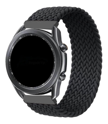 Pulseira 22mm Nylon Trançada Infinito Para Amazfit Gtr 47mm Cor Preto [tam. M] (pulso 185 Até 195mm)