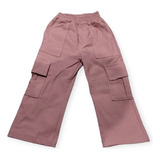 Pantalón De Niñas Wide Leg Cargo De Bengalina Varios Colores