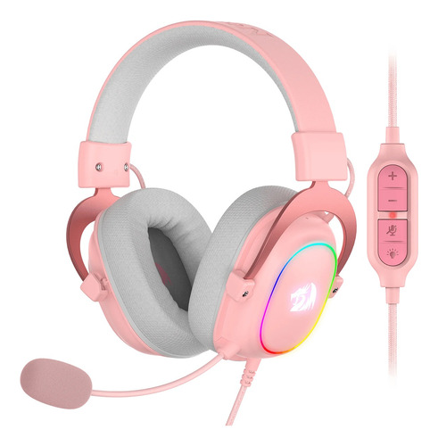 Auriculares Gamer Redragon Zeus X H510p Pink 7.1 Rgb