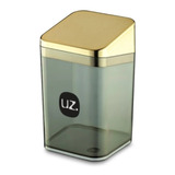 Porta Algodão Slim Luxo Acrílico Com Tampa Dourado Uz546 Uz