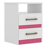 Mesa De Cabeceira Apolo Color Flex Com 2 Gavetas Branco/rosa Cor Rosa