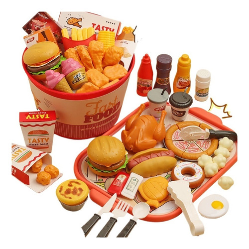 Kit Hamburguesa Comida Juguetes Utensilios Cocina Para Niños