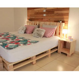 Conjunto Mesa Cabeceria Rústico + Cama De Casal Pallet