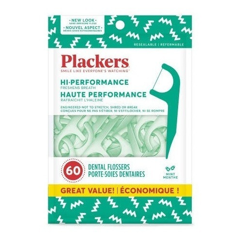 Plackers Micro Mint Dental Flossers, Palito Dobrável, 60un