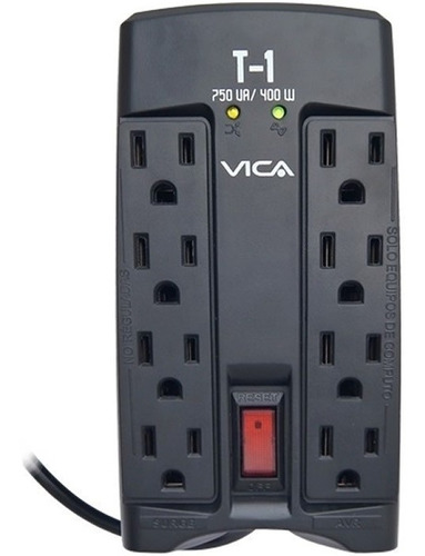 Regulador Voltaje Vica T-1 750va 400w 8 Contactos