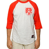 Camiseta Apocalipse 16 - Raglan - Vermelho / Mescla