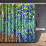 Invin Art Bathroom Shower Curtain Set With Hooks, Irises By