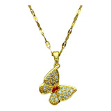 Cadena Dije Mujer Acero Inoxidable  Mariposa Cristal