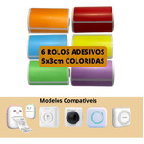 Etiqueta Adesiva Coloridas P/ Mini Impressora Gato - 6 Rolos