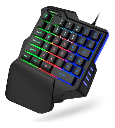 Teclado Gamer De Una Mano Rgb Cable Usb Bluefinger Ergono...