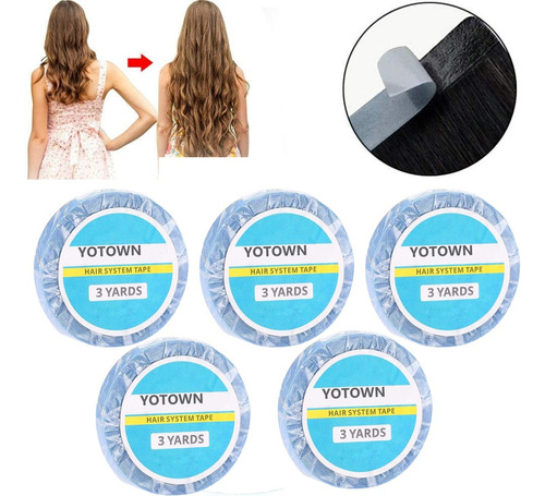 Cinta Adhesiva P/ Extensiones De Cabello Doble Cara 5pcs