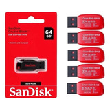 5 Pen Drive De 64gb Sandisk Cruzer Blade Para Pc/notebook