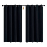 Cortinas Blackout Aislamiento Térmico 2 Paneles 215 X 135 Cm Color Negro