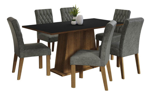 Juego Comedor Mesa Tapa Madera 6 Sillas M/n/s Britney Madesa