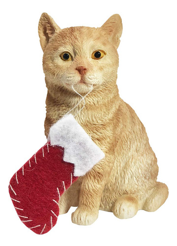 Sandicast - Figura Decorativa De Gato De Jengibre Con Calcet
