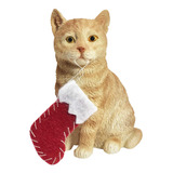 Sandicast - Figura Decorativa De Gato De Jengibre Con Calcet
