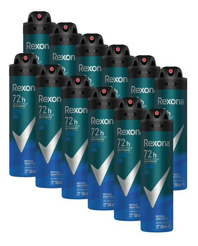 Kit 12 Desodorante Rexona Men Antitranspirante Active 150ml